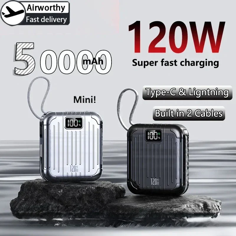 Mini batterie externe Portable 50000mAh, 120W, Charge bidirectionnelle Super rapide, grande capacité, pour iPhone Xiaomi Samsung Lenovo Huawei - imagen 5