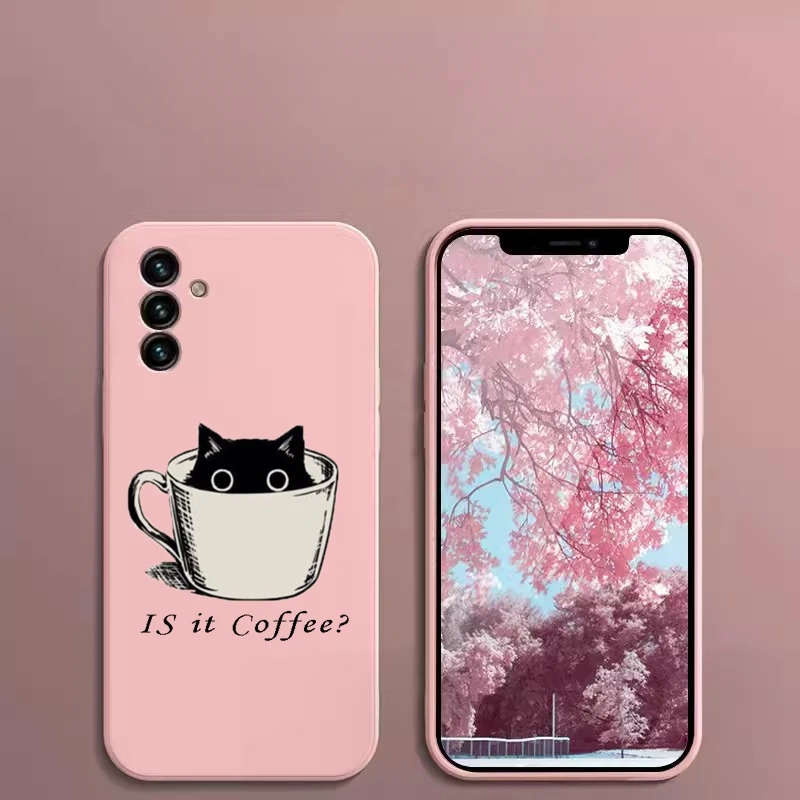 Funda de silicona suave con dibujos de gatos y café para Samsung Galaxy A15, A25, A35, A55, A05, A05S, 5G - imagen 3