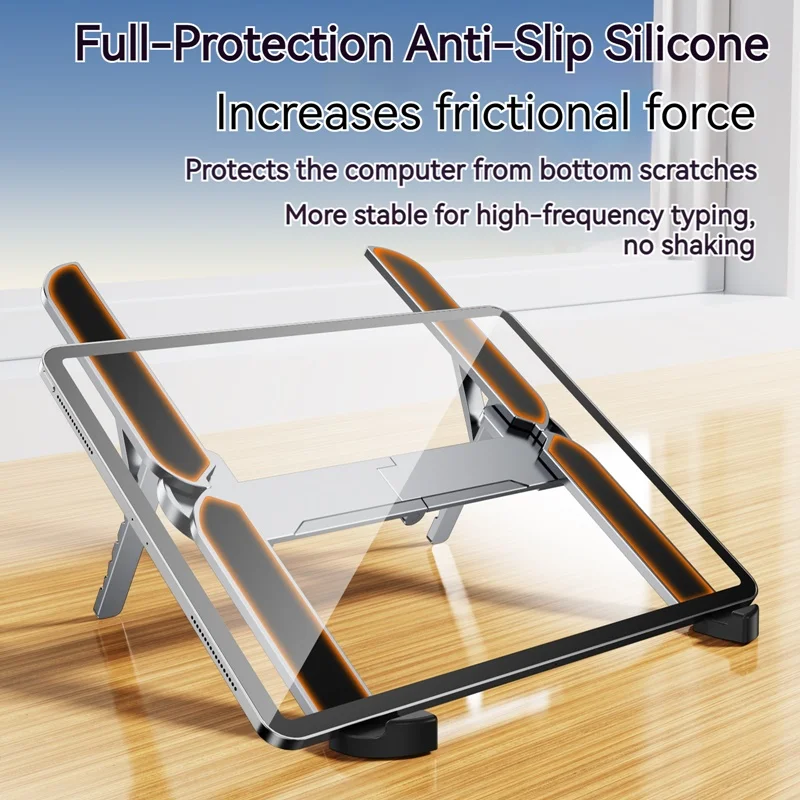 Escritorio portátil plegable Mini soporte ajustable de Metal para ordenador portátil para Ipad soporte para portátil Compatible con tabletas portátiles de 10-17 pulgadas - imagen 3