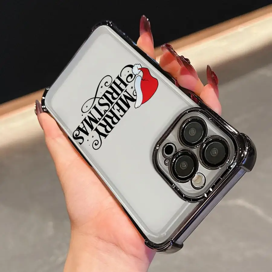 Funda de teléfono con cubierta suave a la moda con sombrero de Navidad para Apple iPhone 13 12 11 Pro Max 16 15 14 Plus 17 Air 16e - imagen 2
