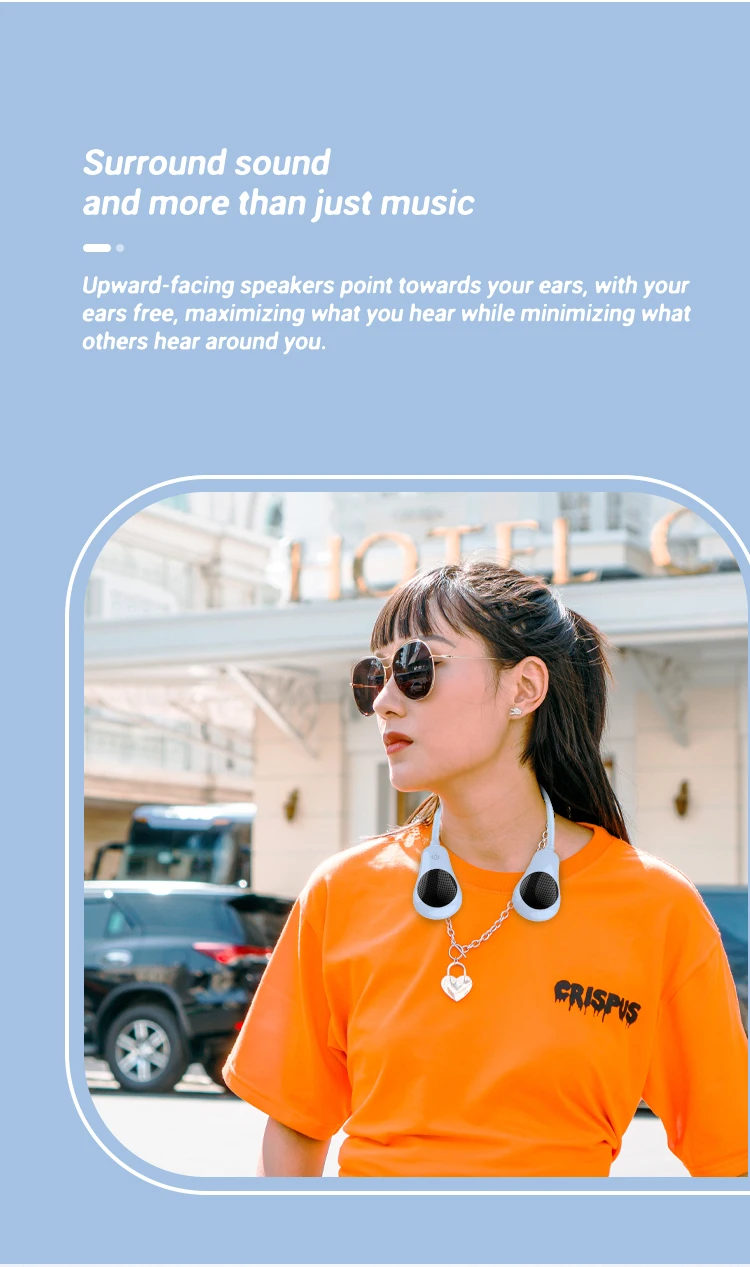 Rockmia EBS-907 Mini altavoz de cuello portátil TWS Bluetooth 5,0 manos y orejas libres caja de reproductor de música U-Sharp - imagen 5