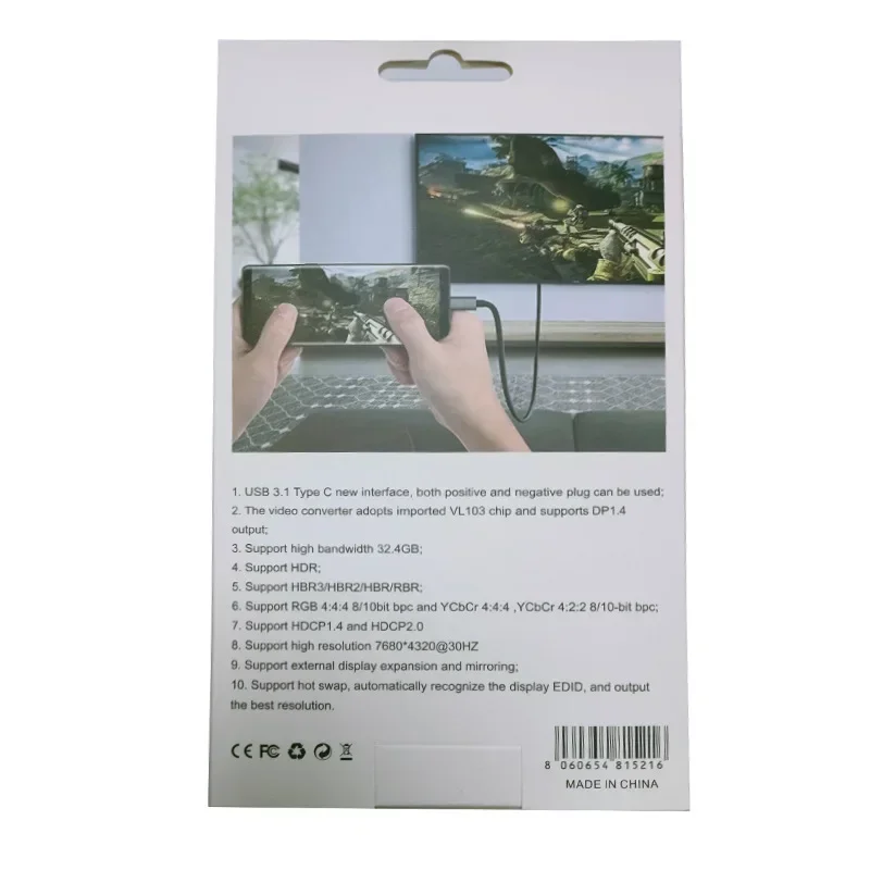 Tipo C al cable grande del convertidor de conexión de datos del cable 8K120HZ del adaptador DP del cable 1.8m DP HD - imagen 5