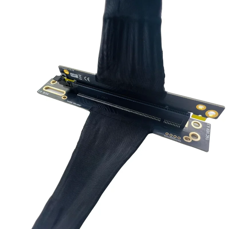 Cable de extensión de tarjeta gráfica PCIE 4,0 X16 con conector de 90 grados y funda de malla trenzada para procesamiento AI de servidor de alta velocidad - imagen 4