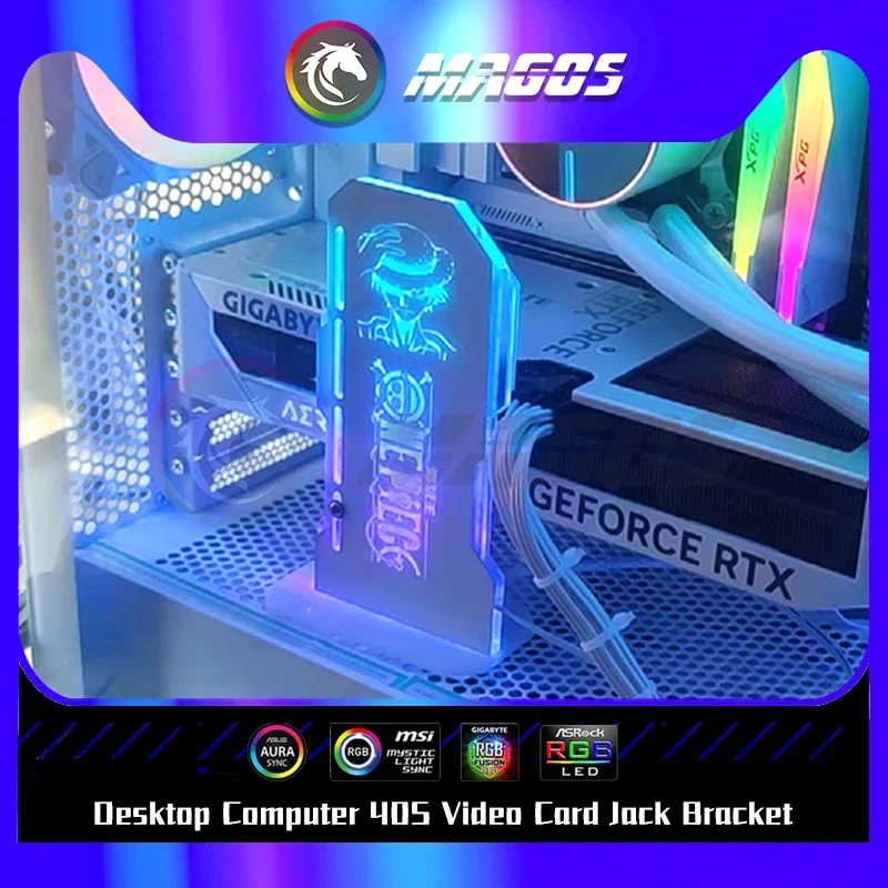 Soporte para tarjeta de vídeo 40S para ordenador de escritorio, soporte para conector ARGB 5V SYNC, montaje Vertical, soporte para GPU, marcas luminosas, fe, negro/blanco - imagen 2