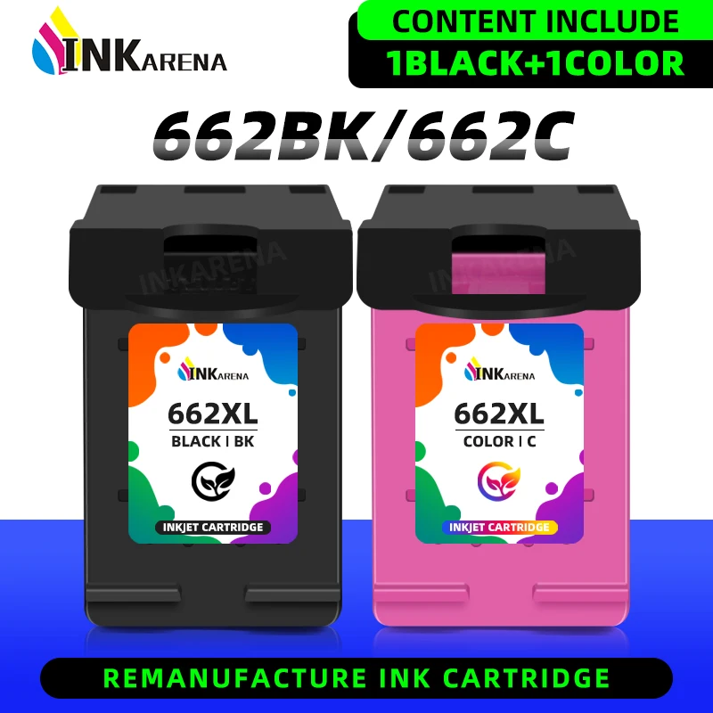 Inkarena-cartuchos de tinta refabricados 662XL, Color negro para hp 662, HP Deskjet 2515, 2545, 2645, 3515, 3545, 4510, 4515, 4516, 4518