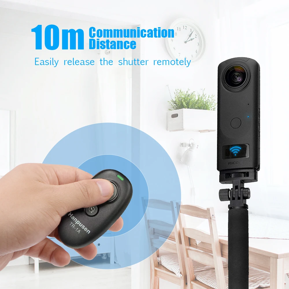 RICOH-botón inalámbrico para cámara, disparador de TR-1A con Bluetooth, Control remoto, Selfie, para Ricoh, THETA SC2, THETA Z1, THETA X, novedad - imagen 2
