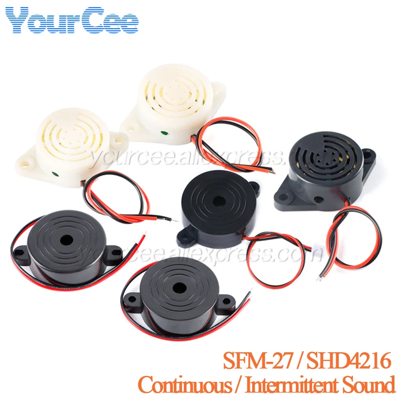 SFM-27 SHD4216 alarma zumbador electrónico alarma de pitido sonido continuo/intermitente DC 3-24V 12V alto decibelio para Arduino coche furgoneta - imagen 2