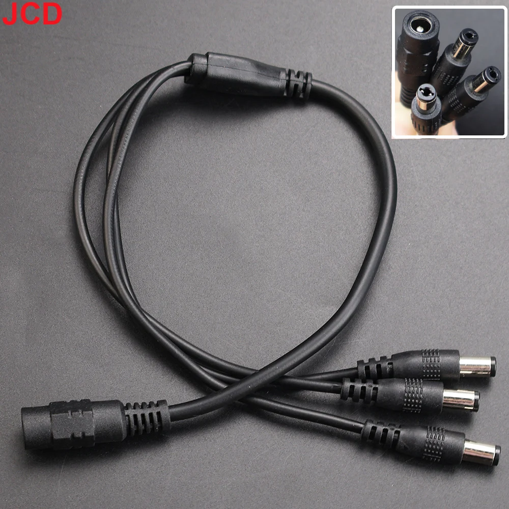 JCD 5,5*2,1mm 1 a 2/3/4/5/6/8 vías Cable divisor de corriente CC 5V 12V Cable conector adaptador de corriente para tira de luces LED cámara CCTV - imagen 5