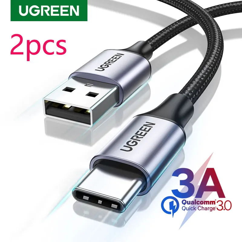 UGREEN Paquete de 2 cables USB C Cable de carga USB tipo C 3A para Xiaomi Realme Samsung Cable USB C de carga rápida 2 uds 1m 1,5m tipo C