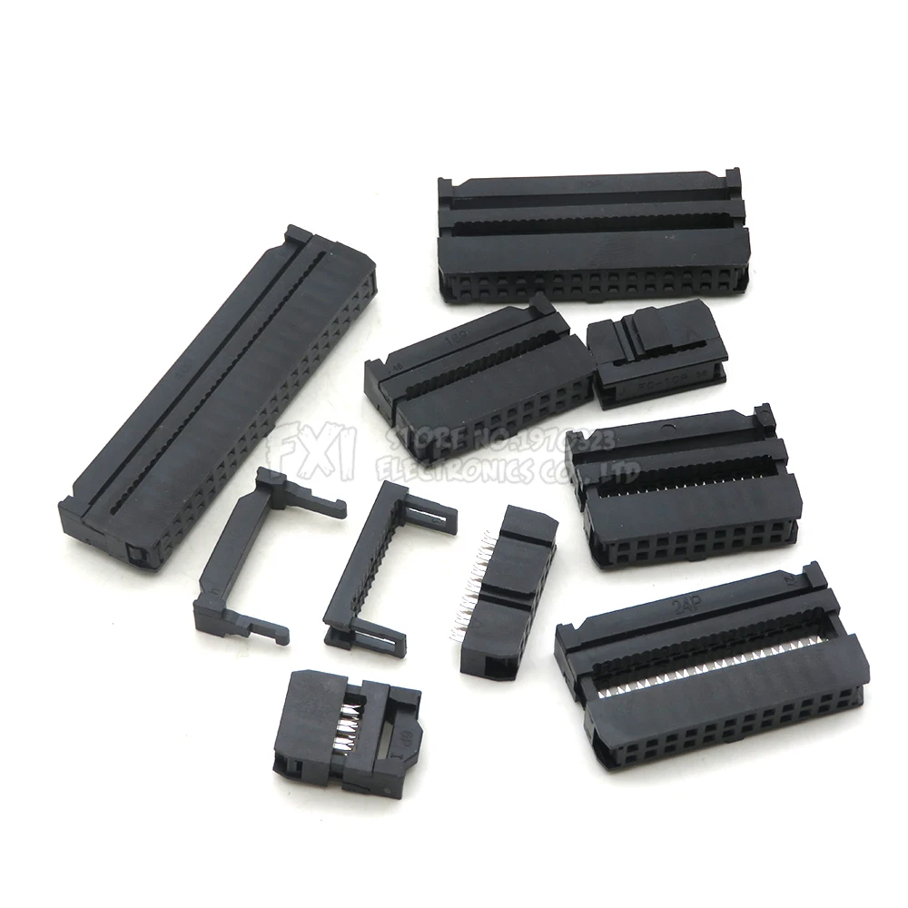 10 piezas FC 6P 8P 10P 12P 8/10/12/14/16/18/20/24/26/30/34/40/50 Pin 2,54mm Pitch hembra IDC conector de Cable plano - imagen 2