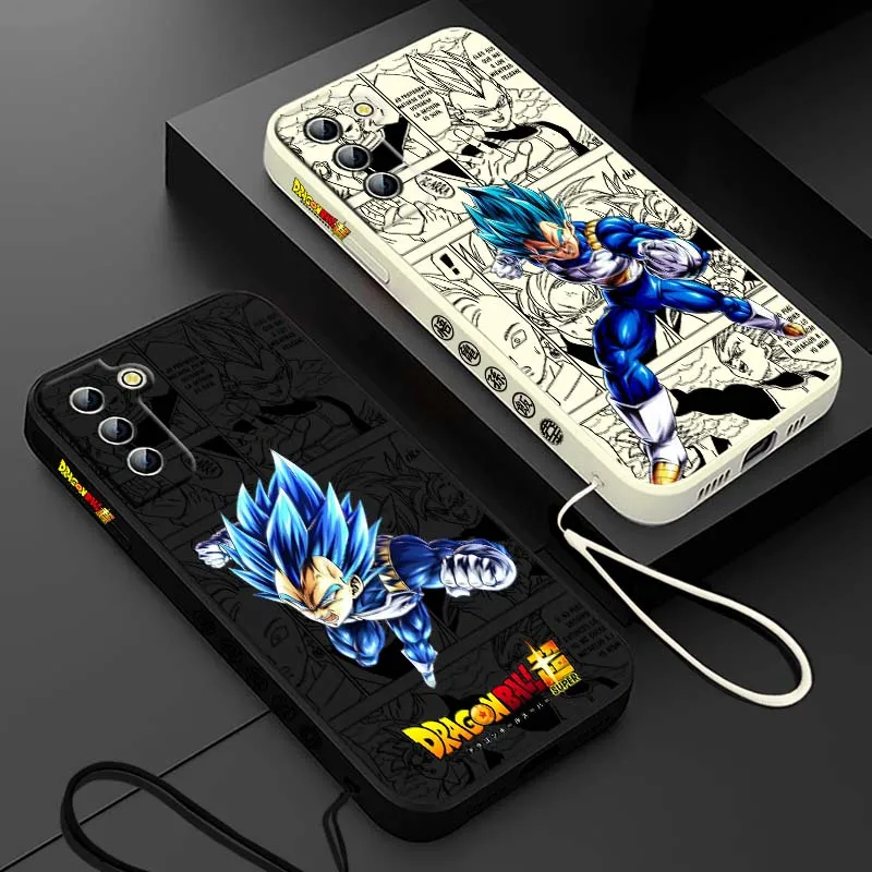 D-Dragon Ball Comic Vegeta para Samsung Galaxy S25 S24 S23 S22 S21 S10 FE Plus Ultra 5G cubierta de la caja del teléfono de la cuerda izquierda líquida - imagen 2