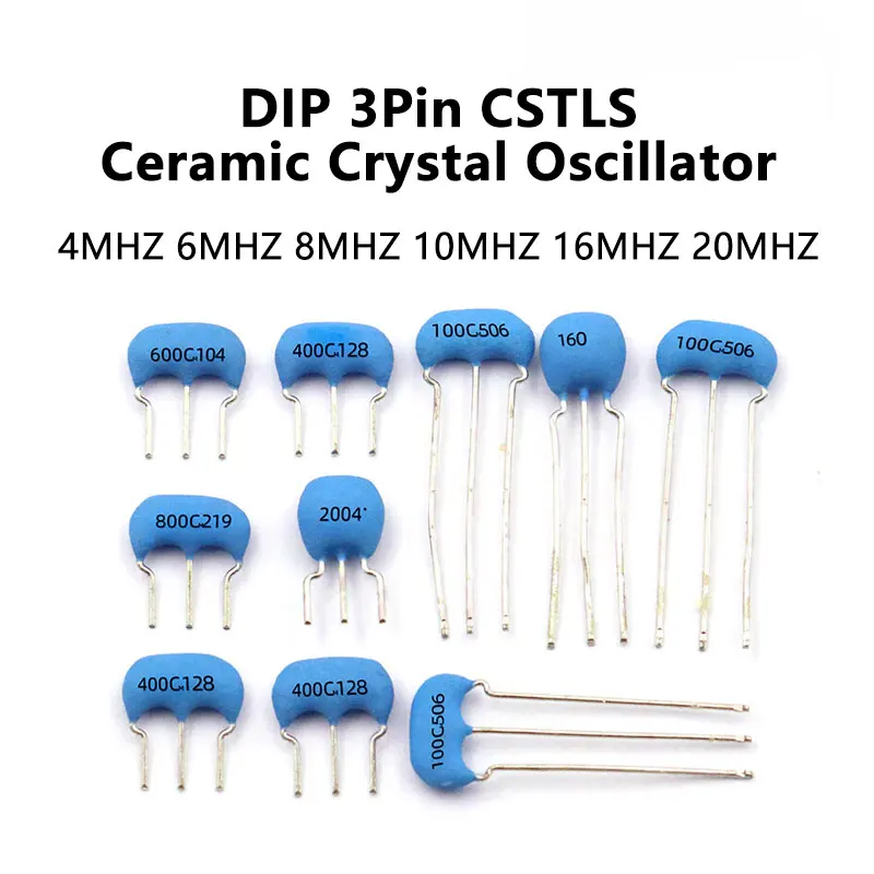 10 Uds CSTLS8M00G53-B0 4M 6M 8M 10M 16M 20MHZ DIP-3Pin oscilador de cristal de inserción directa de cerámica 3 pines 4MHz 4M 4,0MHz resonador