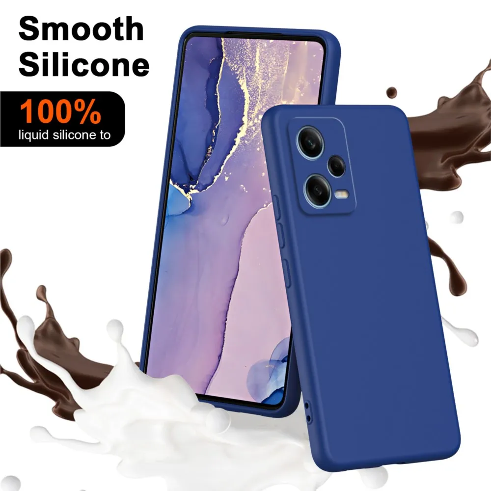 Funda de silicona líquida para Xiaomi Redmi Note 12 13 Pro Plus Note 12s 12C 13C Fundas suaves POCO X5 X6 PRO 5G cubierta básica mate Caqas - imagen 2