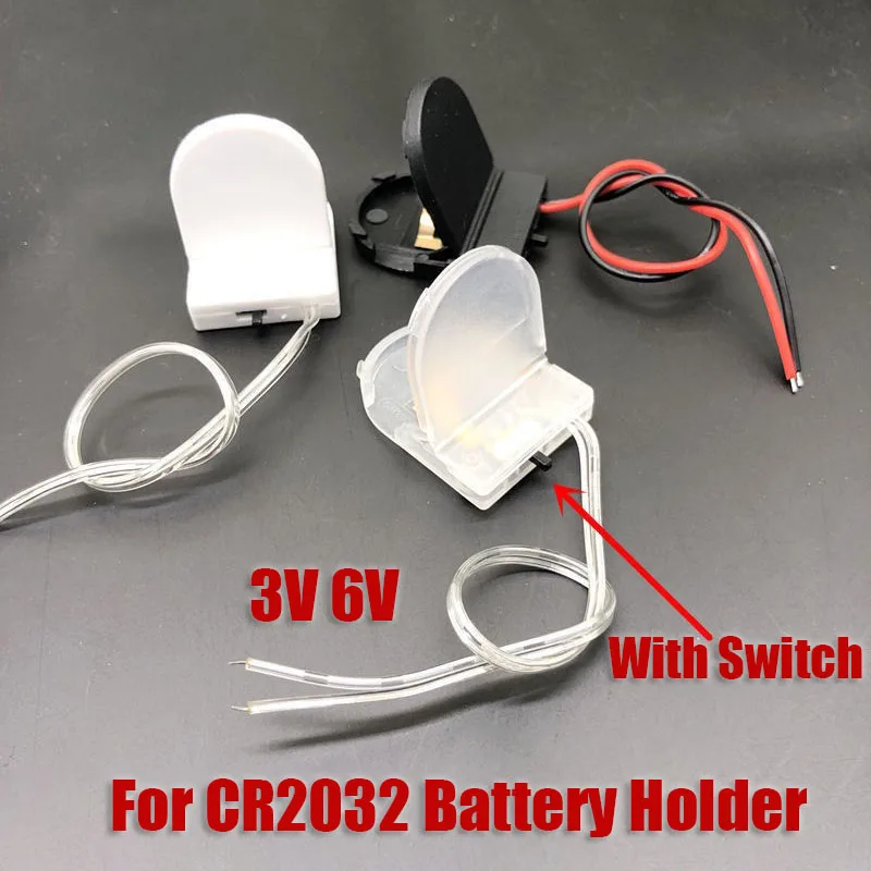 5 unidades para CR2032 botón pila de moneda funda porta baterías con interruptor de encendido y apagado cables Wire3V 6V caja de batería solo ranuras duales