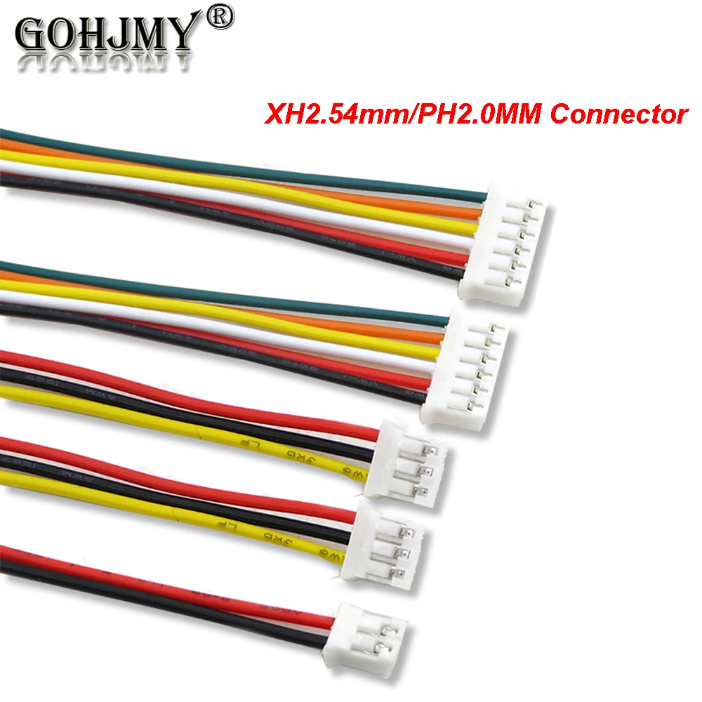 Conector JST XH2.54mm PH2.0mm 2P 3P 4P 5P 6P 7P 8P 9P 10P Cable de enchufe hembra + enchufe macho paso de Terminal JST 2,0mm 2,54mm 20CM