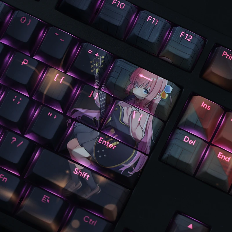 108 Keys PBT Dye Subbed Keycaps Cartoon Anime Gaming Key Caps BOCCHI THE ROCK Hitori Gotoh Backlit Keycap For ANSI Layout - imagen 4