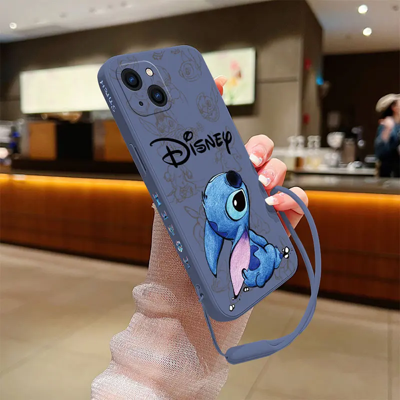 Funda de teléfono Disney Super Cute Stitch para Oneplus Nord 3 2 9R 9 8T 8 7 7T Pro 6 5G cubierta de silicona líquida con correa de mano - imagen 3