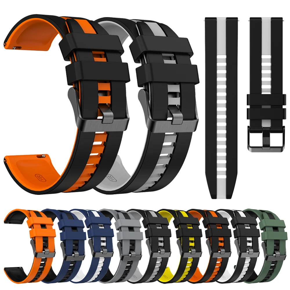 Pulsera de reloj de dos tonos de 20mm y 22mm para COLMI P71 P81 C81 M42 para HAYLOU Watch 2 Pro/Solar Plus RT3, Correa deportiva de silicona - imagen 2