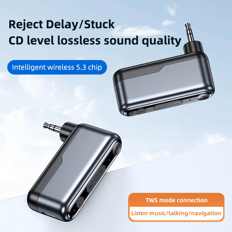 Receptor de Audio AUX Bluetooth 5,3, adaptador inalámbrico de música estéreo HIFI de 3,5mm sin pérdidas, compatible con modo TWS con micrófono para altavoz y auriculares - imagen 2