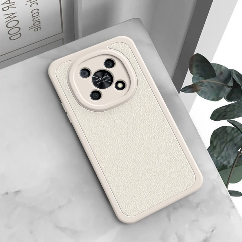 Funda trasera de lujo con patrón de lichi Peel para Huawei Nova, Y90, Y71, Y60, 4G, textura de piel de cordero, protección de lente a prueba de golpes, funda de teléfono suave - imagen 4