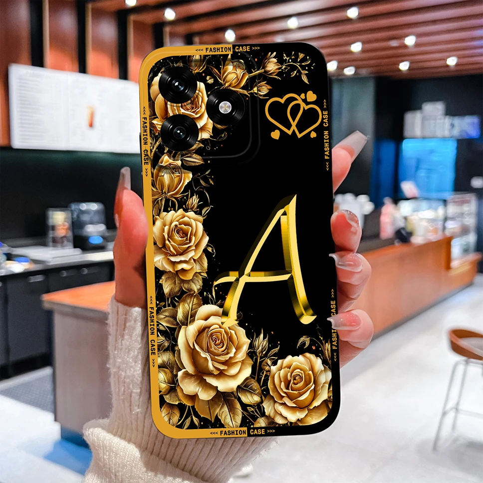Para Honor X5C X5B Plus X5 4G Funda de teléfono moda letras florales suave Funda de silicona líquida para Honor X 5c Funda a prueba de golpes - imagen 3