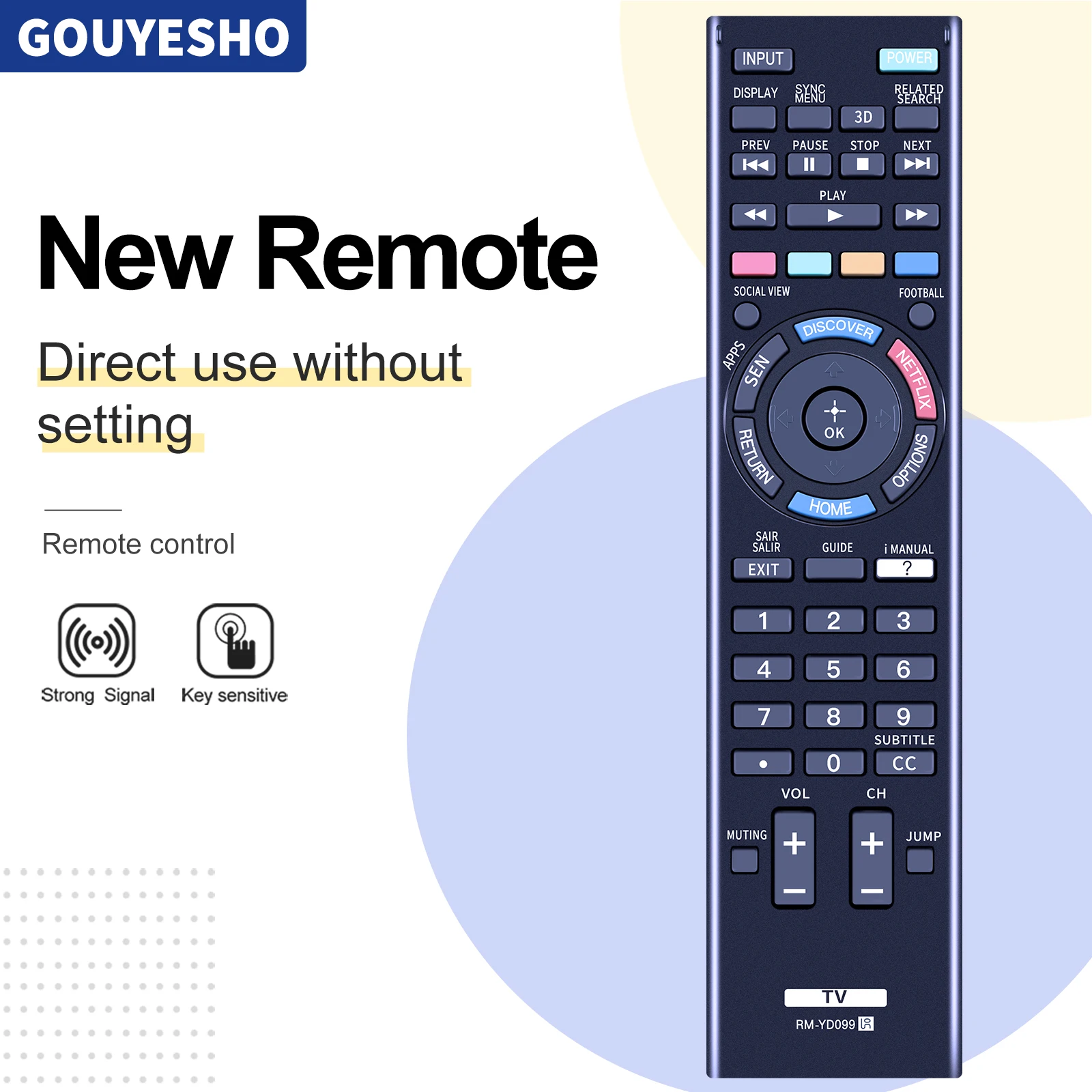 Mando a distancia para Sony TV, RM-YD099, KDL-55W805B, KDL-60W855B, nuevo, KDL-42W805B