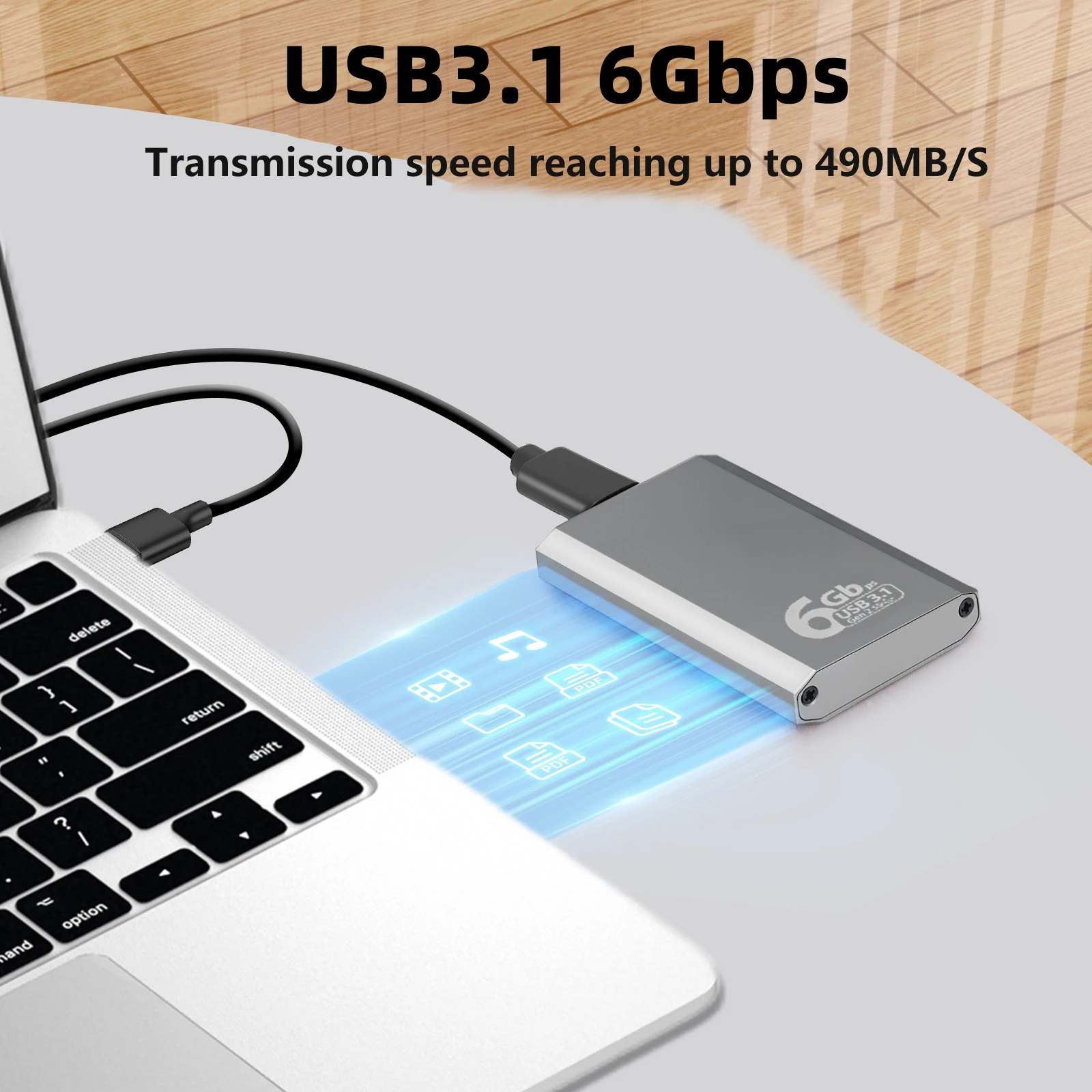 Caja adaptadora de carcasa SSD mSATA a USB 3,1 Gen2 de 10Gbps con puerto tipo C para disco duro interno de estado sólido mSATA - imagen 4