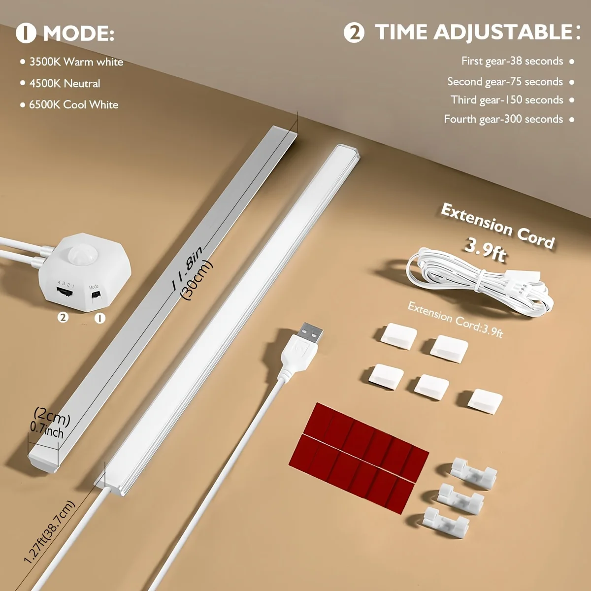 Luz LED con Sensor de movimiento, luces nocturnas con Sensor, LED USB para armario de cocina, dormitorio, armario, iluminación interior, luz nocturna de tira larga - imagen 5