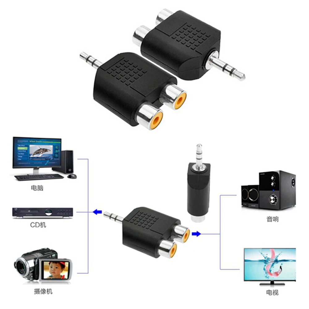 Conector estéreo Jack de 3,5mm a 2 enchufes RCA adaptador hembra M/F Y divisor adaptador de Audio RCA enchufe Cable de Audio de 3,5mm - imagen 4