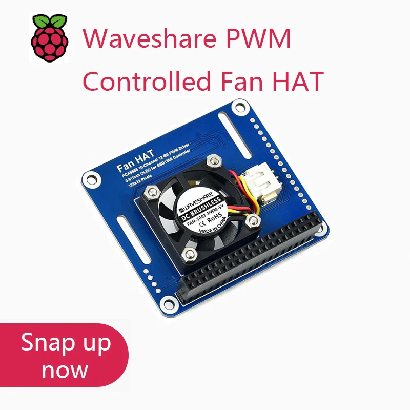 Sombrero de ventilador controlado por Waveshare PWM para Raspberry Pi, I2C, monitor de temperatura