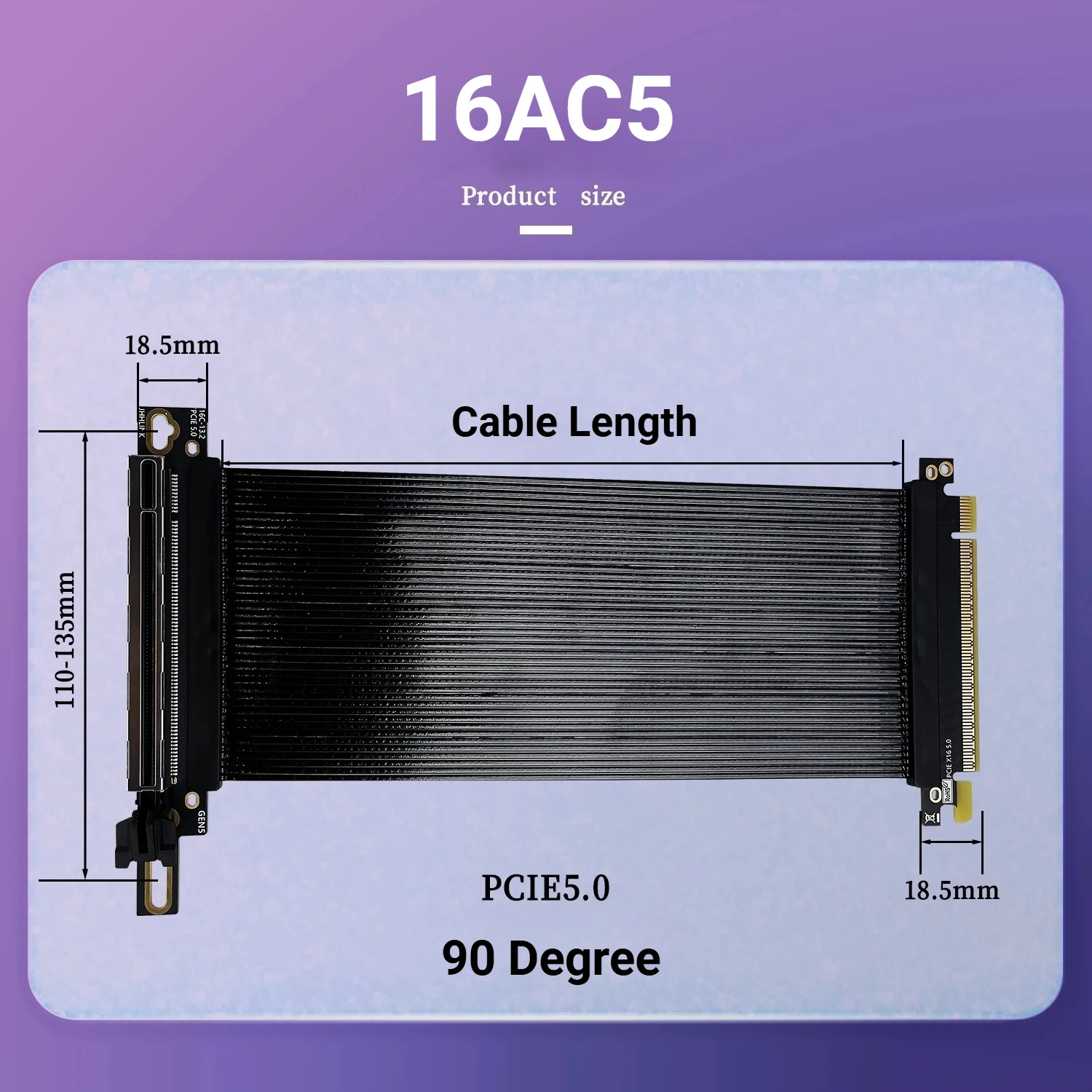 Nuevo Cable Riser PCI Express 5.0 X16 de 64 GB/s para las Series 50/40/30, Compatible con 5.0/4.0/3.0 para Instalación Vertical de GPU 180 ° hasta 90 ° - imagen 4