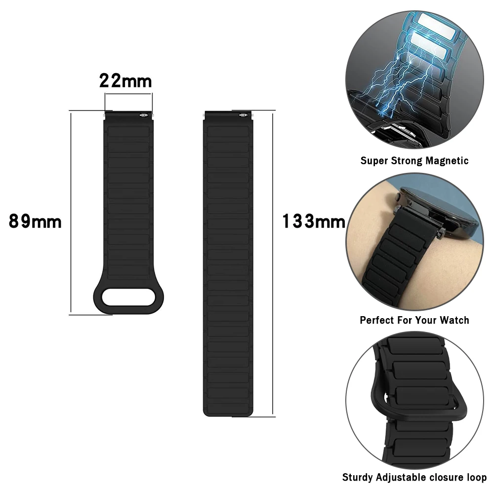 Correa de silicona magnética de 22mm para reloj Redmi 5 Active/Lite, correa deportiva para Huami AMAZFIT BIP 6 5, pulsera de repuesto - imagen 2