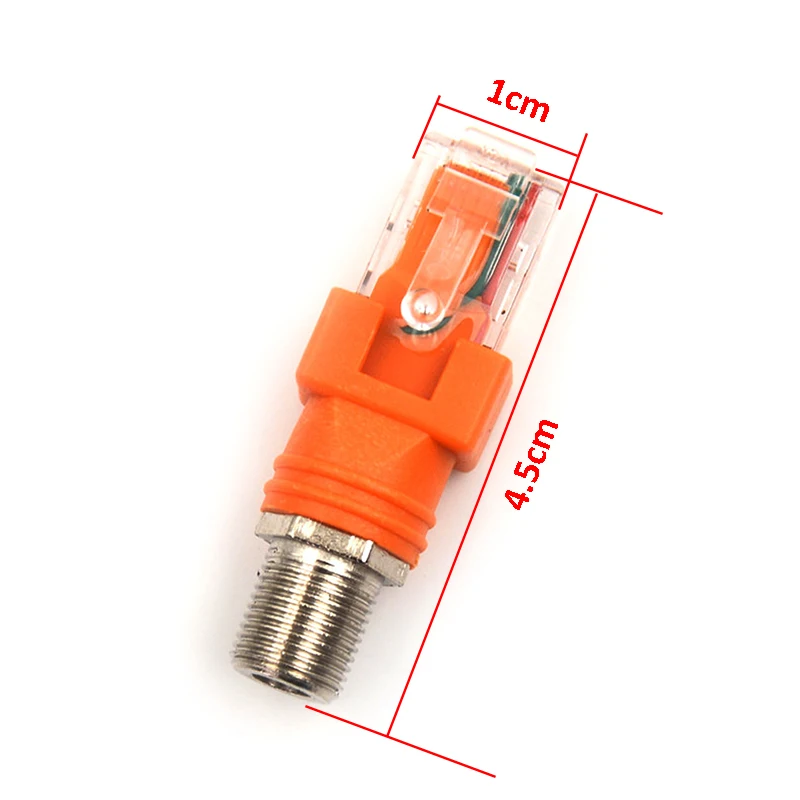 Acoplador de barril naranja duradero, conector de Cable Coaxial, Cables de ordenador BNC hembra a RJ45 macho, adaptador RJ45 a RF, 1 Uds. - imagen 4