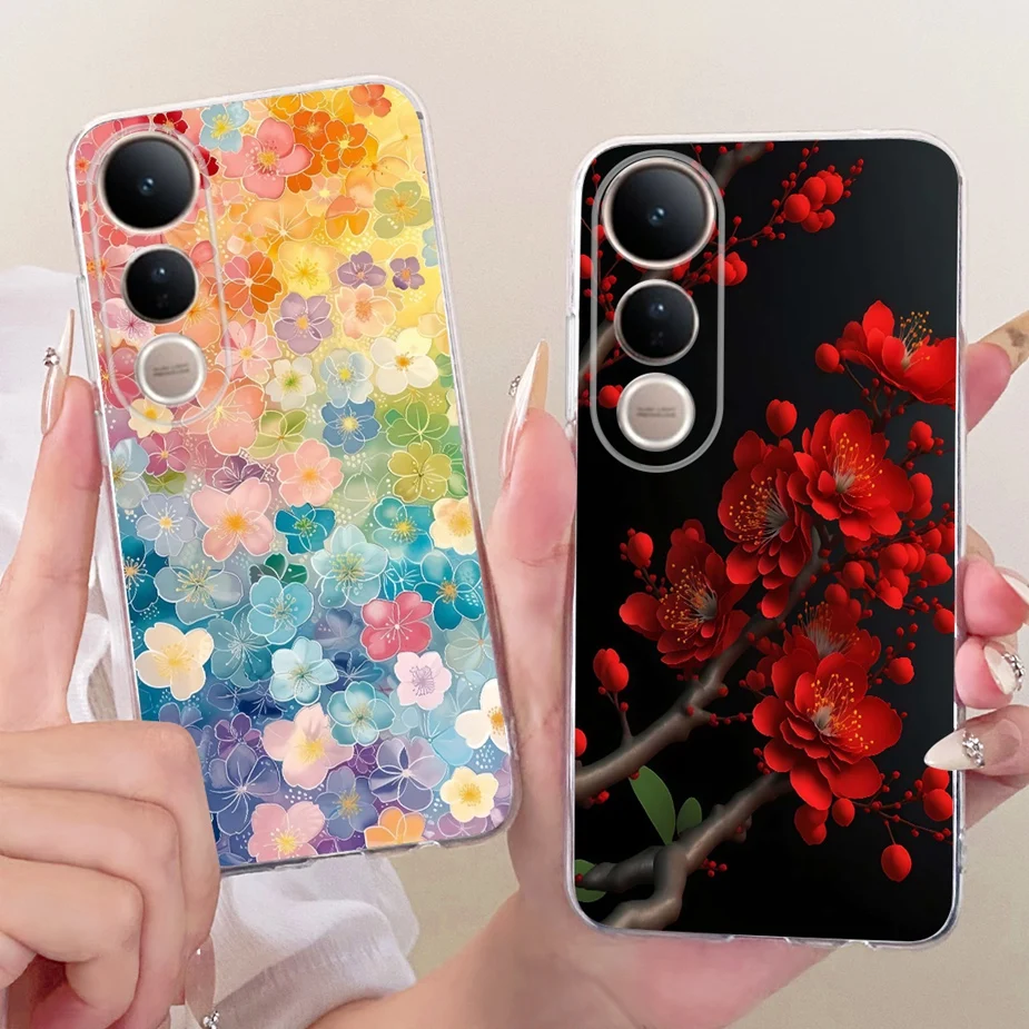 Para Vivo V50 Lite funda V2441 lazo de lujo flores cubierta pintada funda de teléfono de silicona suave para Vivo V50 V2427 V 50 V50Lite 5G Fundas - imagen 2