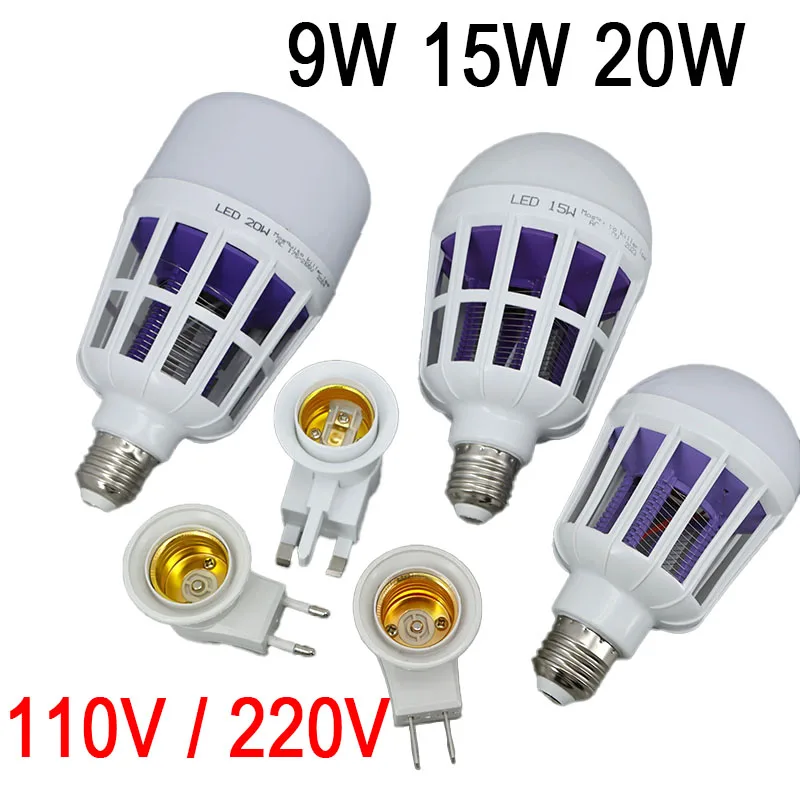 E27 110V 220V 9W/15W/20W 2 en 1 bombilla LED antimosquitos luz nocturna blanca Anti Moskito 2 vías accesorios de iluminación de jardín - imagen 2