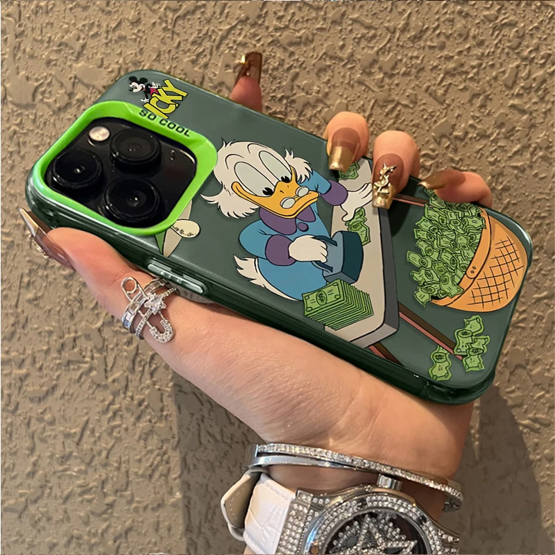 Funda de teléfono con dinero creativo del Pato Donald para iPhone 15 14 17 Air 16 11 12 13 Pro Max XS X XR Plus 8 7 SE 2020, funda trasera a prueba de golpes - imagen 4