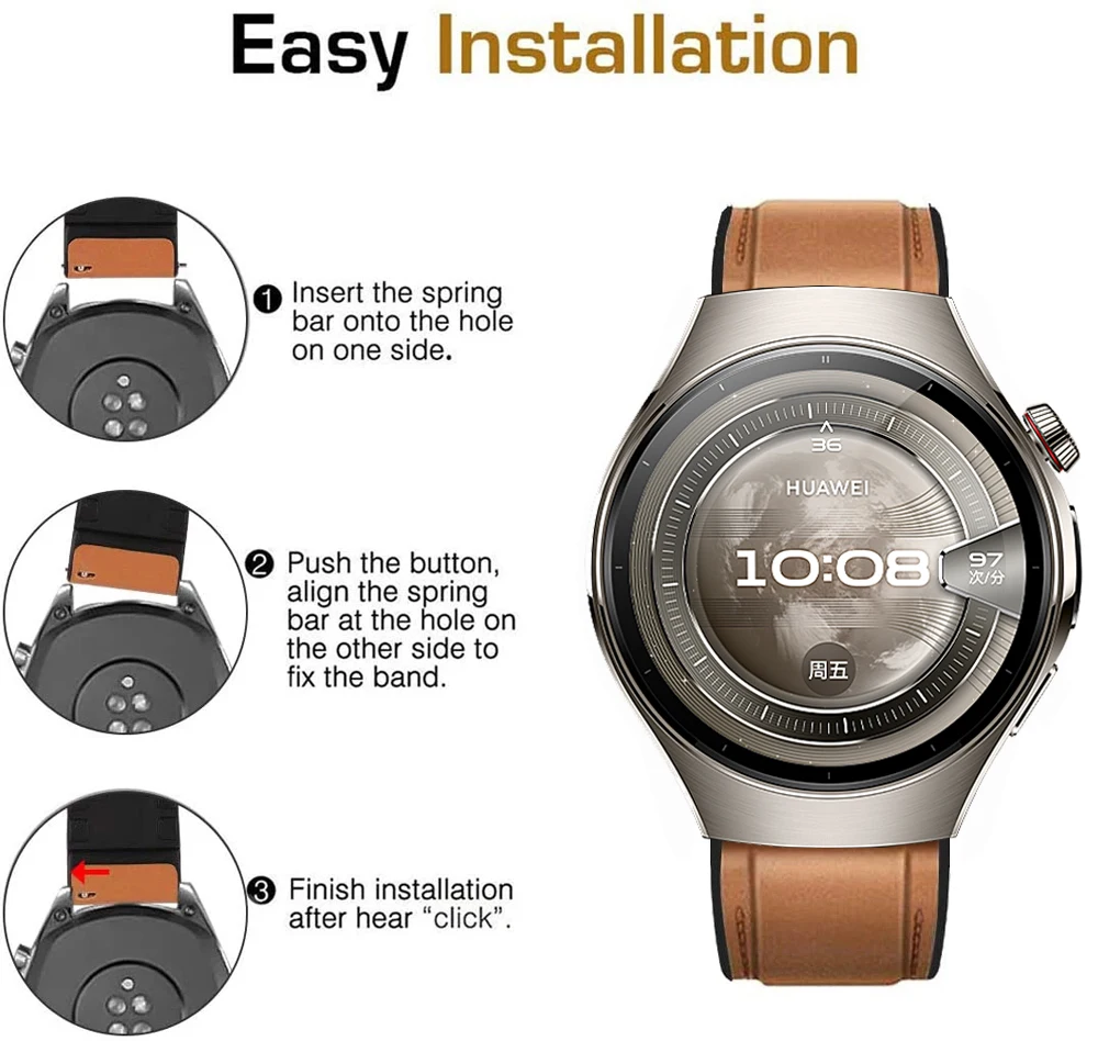 Correa de cuero de 22mm * silicona para HUAWEI WATCH 5 46mm 4pro Buds Runner reemplazar bandas HUAWEI WATCH GT 5 Pro GT5 4 3 pulsera deportiva - imagen 2