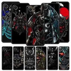 Funda de teléfono samurái Oni Mask para Xiaomi 13, 12, 11 Lite, 12T, 11T, 10T, 9T, Mi Poco X5, M4, M3, X4, X3 Pro, F5, F4, F3, GT, 5G, carcasa negra
