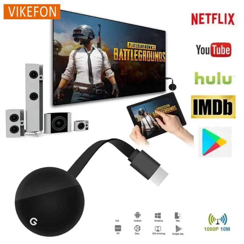 WiFi inalámbrico Compatible con HDMI Chromecast Google mirascreen HD Display Dongle medios transmisión vídeo tv hogar inteligente para ios/Android