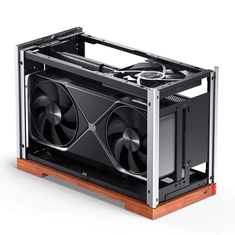 JONSBO T9 ITX Aluminum Computer Case Black Walnut Solid Wood Lightweight A4 Left And Right Divided Compartment Structure - imagen 5