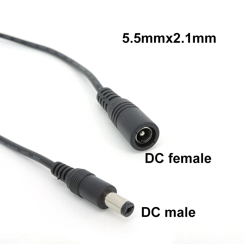 Cable de alimentación de CC hembra a macho 5A 20awg, Conector de extensión de enchufe, adaptador de 5,5x2,1mm para tira K5