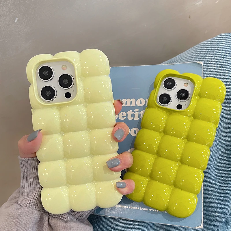 Funda de teléfono 3D con diseño de bloque de Chocolate y pan bonito y elegante para iPhone 17 14 13 12 15 16 Pro Max 11 Fundas protectoras brillantes - imagen 2