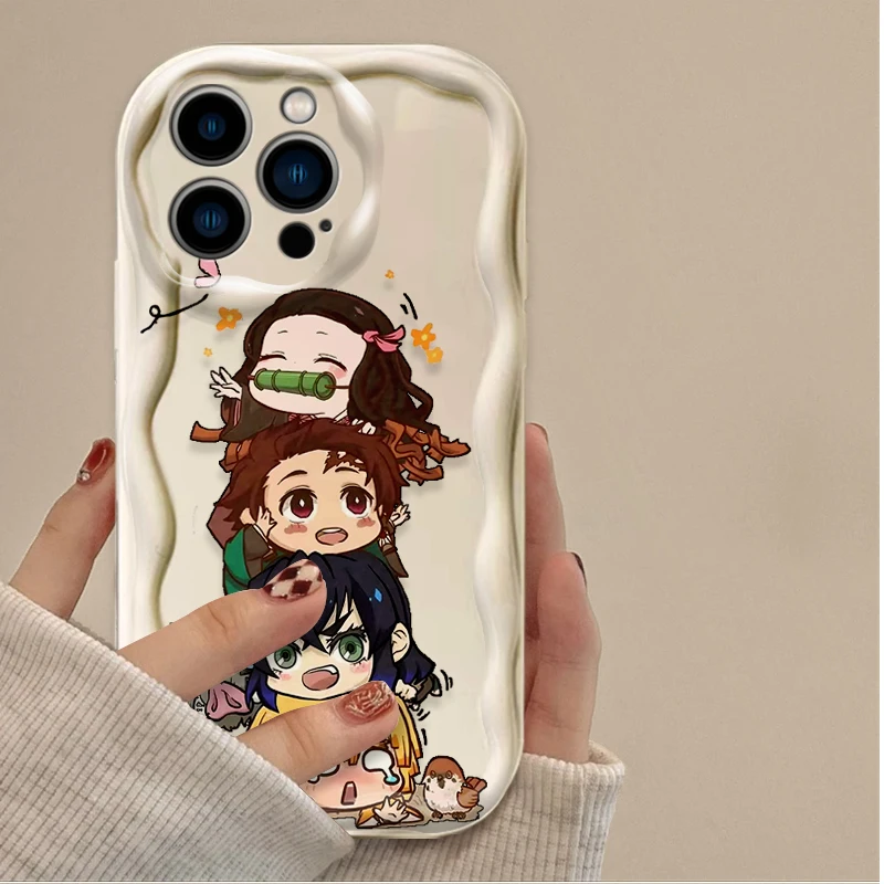 Preciosa funda de onda suave Demon Slayer para iPhone 16 15 14 13 12 11 Pro Max X XR XS 8 7 Plus SE 2020, funda trasera de silicona a prueba de golpes - imagen 2