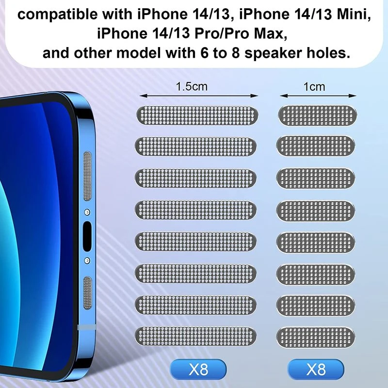 Altavoz Universal para teléfono móvil, pegatina de malla de polvo de Metal para iPhone 14, 13, 12 Pro Max, puerto de carga Samsung Xiaomi, enchufe antipolvo - imagen 2
