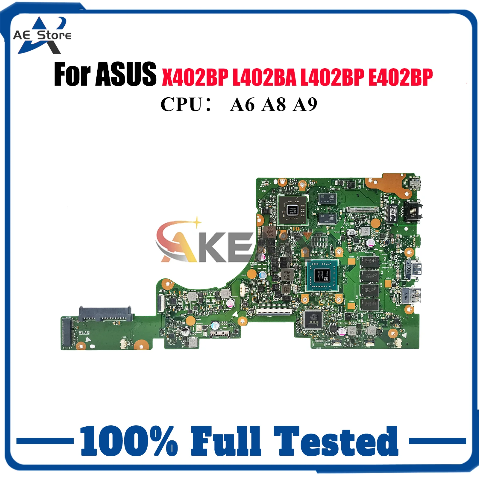 Placa base para ordenador portátil E402BP para ASUS EeeBook X402BA L402BP L402BA X402BP E402BP E402B placa base con CPU A6 A8 A9 pruebas OK envío rápido