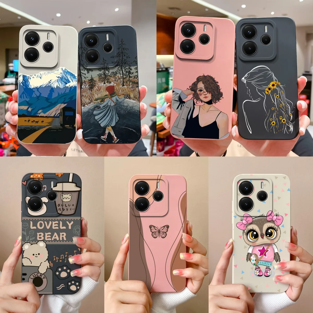 Funda de teléfono para Redmi Note 14 4G 5G, carcasa protectora de silicona suave para chica bonita y dulce, Funda trasera para Redmi Note14
