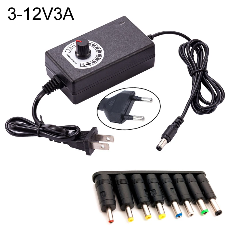 AC 110V-220V a DC interruptor de fuente de alimentación CC ajustable 3V-12V 5V 6V 9v 12v 1A 2A adaptador de corriente del cargador para tira enchufe de EE. UU. UE - imagen 3