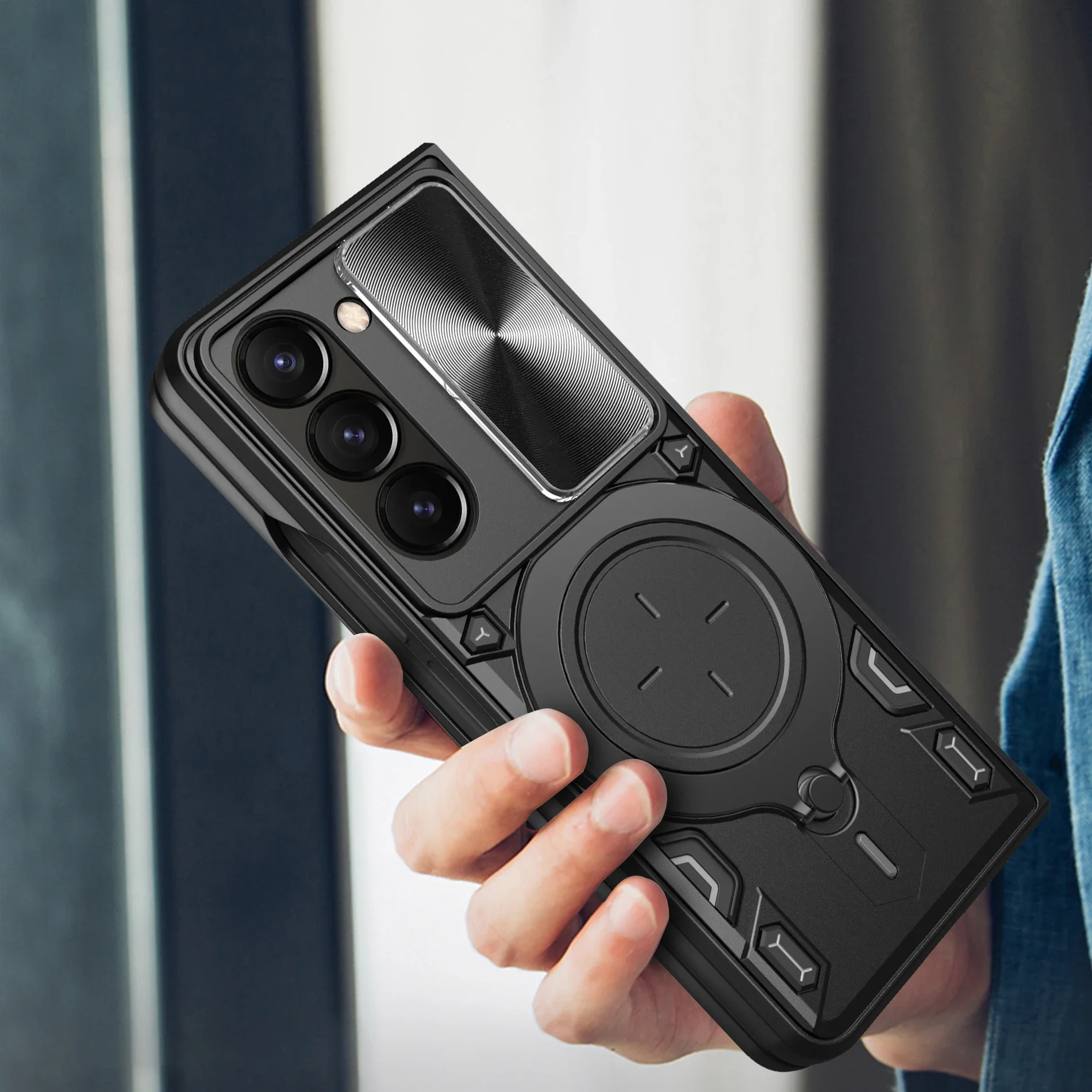 Para Samsung Fold6 Fold5 Fold4 tapa de lente de cámara anillo magnético giratorio funda de teléfono con tapa - imagen 3