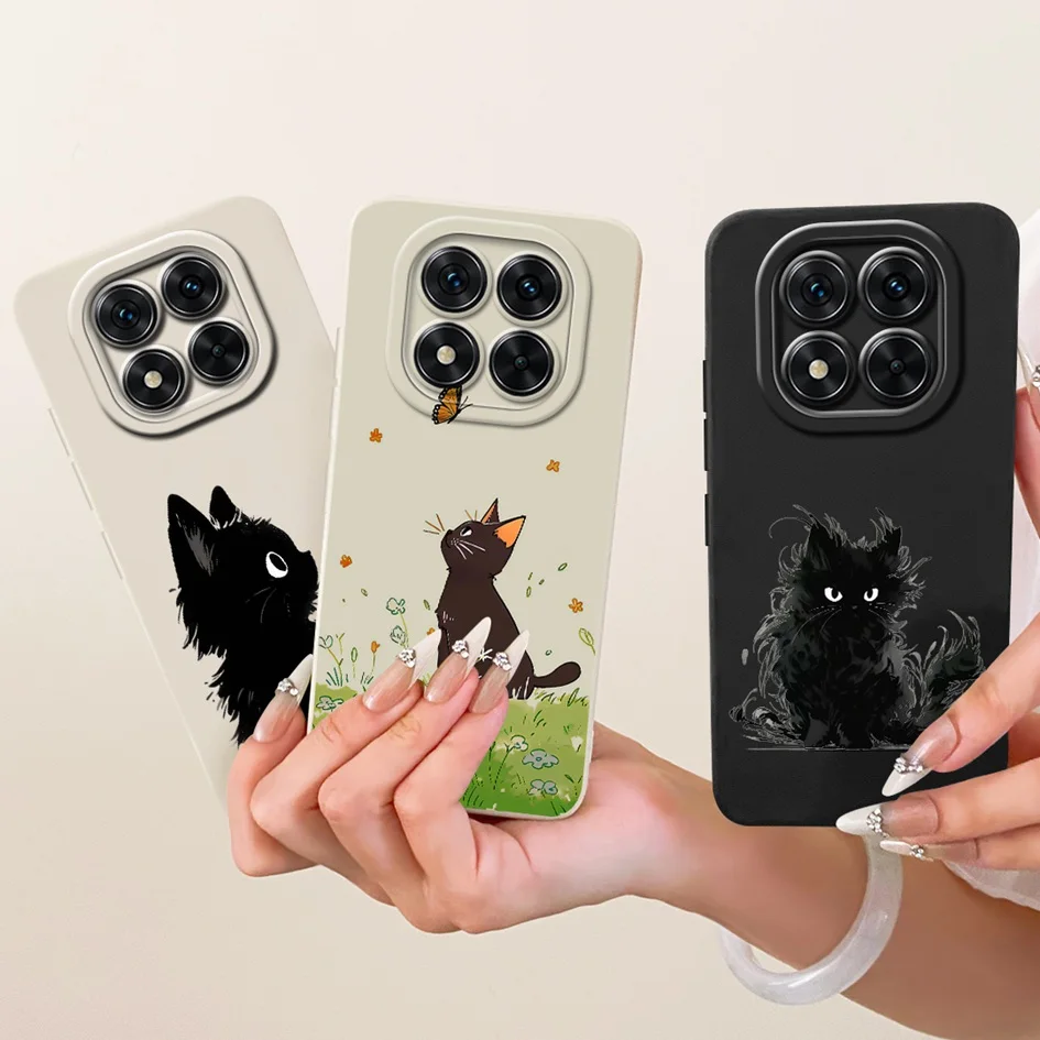 Funda para Xiaomi Redmi Note 14 Pro Plus 5G, funda protectora de lente de silicona suave con dibujos de gatos creativos para Redmi Note 14 Pro 4G