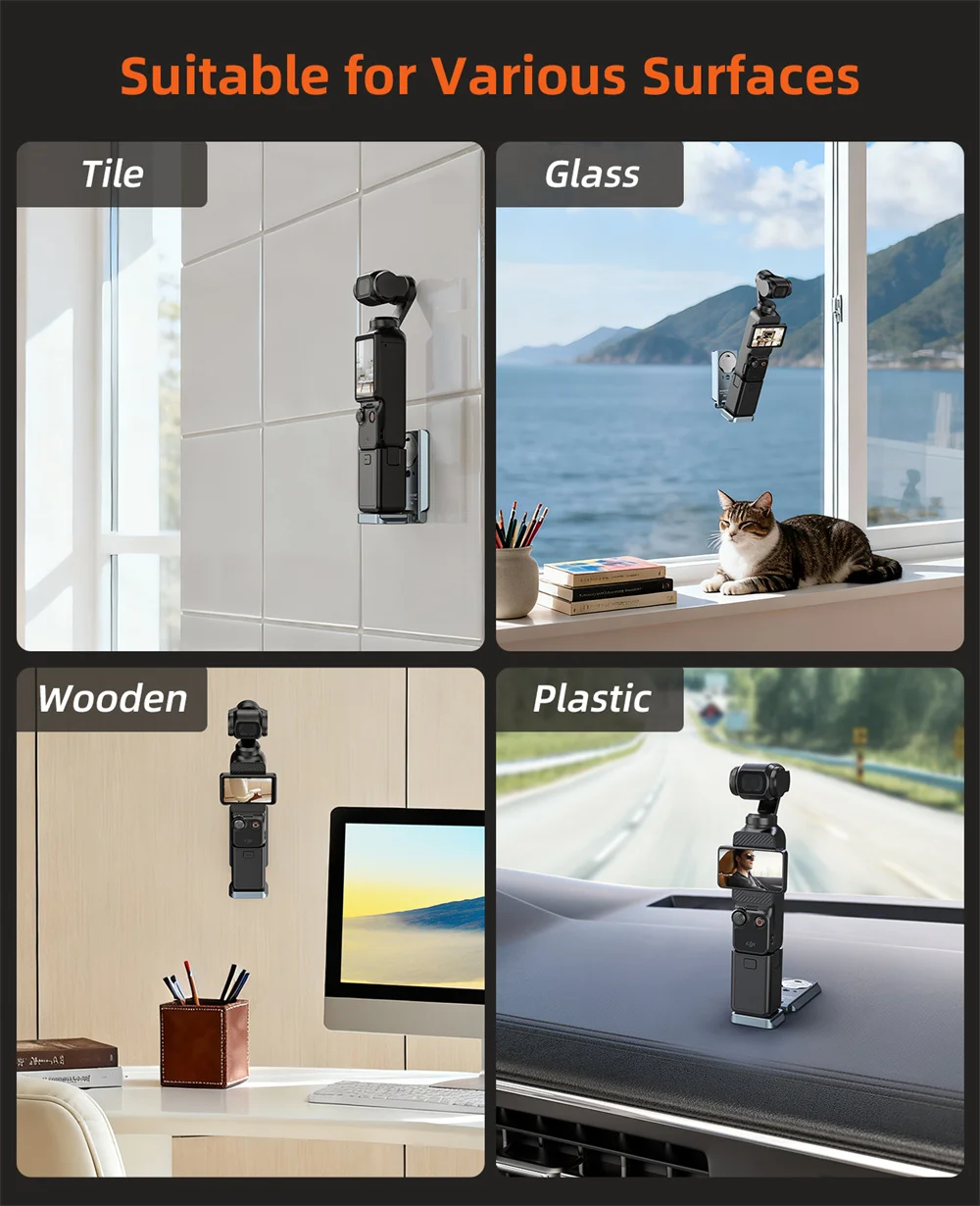 Soporte magnético para cámara CAMOLO para DJI Osmo Pocket 3, adaptador, soporte de expansión para cámara para trípode/montaje para coche con 1/4-20 y Arca-Swiss - imagen 5